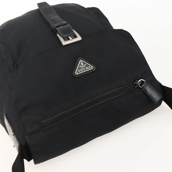 PRADA Shoulder Bag Nylon Black Silver Auth 175598