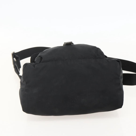 PRADA Shoulder Bag Nylon Black Silver Auth 175598