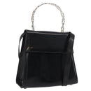 Salvatore Ferragamo Gancini Bag Patent leather 2way Black Silver Auth 175600A-1