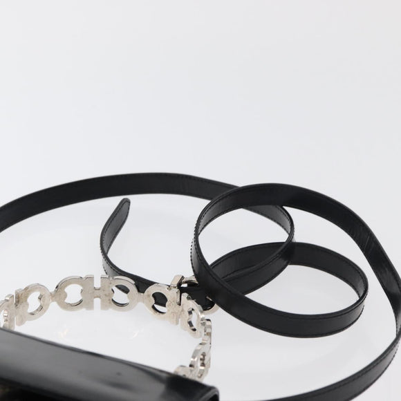 Salvatore Ferragamo Gancini Bag Patent leather 2way Black Silver Auth 175600A