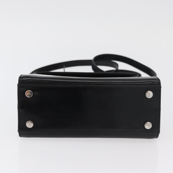 Salvatore Ferragamo Gancini Bag Patent leather 2way Black Silver Auth 175600A