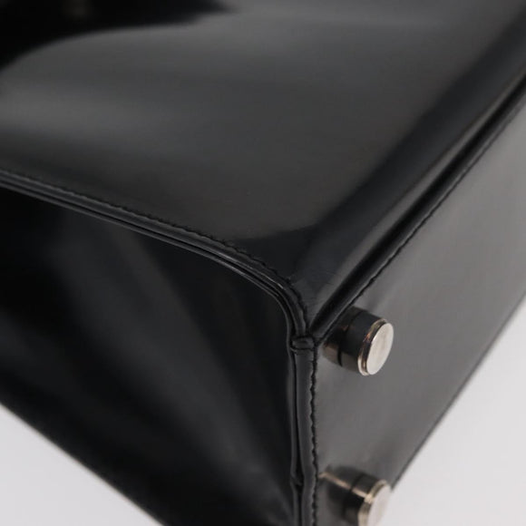 Salvatore Ferragamo Gancini Bag Patent leather 2way Black Silver Auth 175600A