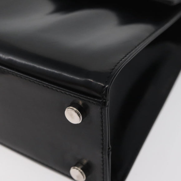 Salvatore Ferragamo Gancini Bag Patent leather 2way Black Silver Auth 175600A