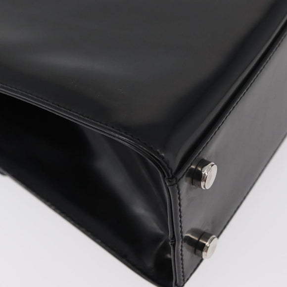 Salvatore Ferragamo Gancini Bag Patent leather 2way Black Silver Auth 175600A