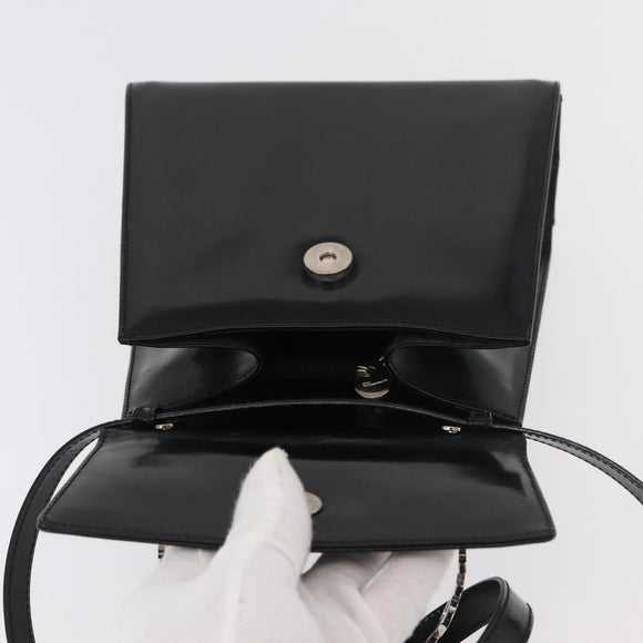 Salvatore Ferragamo Gancini Bag Patent leather 2way Black Silver Auth 175600A