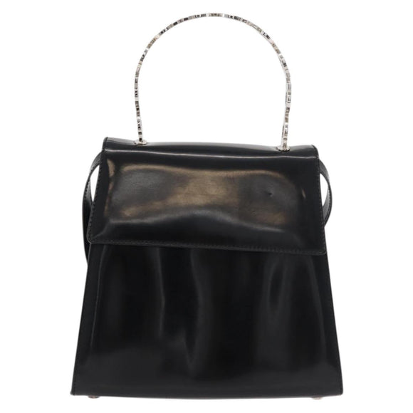 Salvatore Ferragamo Gancini Bag Patent leather 2way Black Silver Auth 175600A