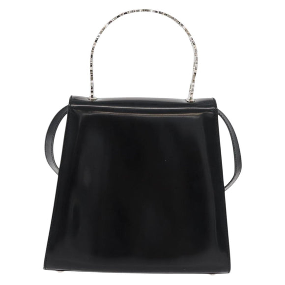 Salvatore Ferragamo Gancini Bag Patent leather 2way Black Silver Auth 175600A