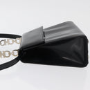 Salvatore Ferragamo Gancini Bag Patent leather 2way Black Silver Auth 175600A-4