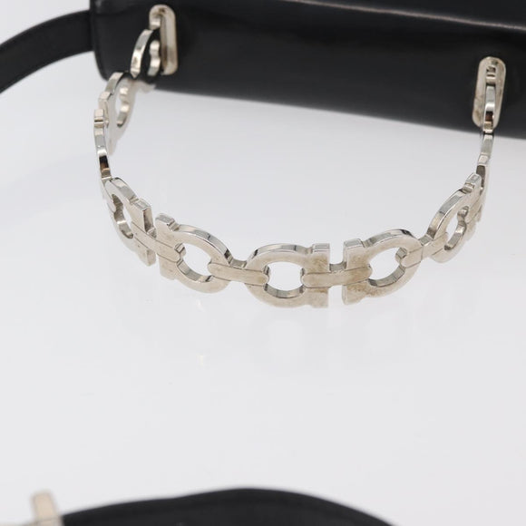 Salvatore Ferragamo Gancini Bag Patent leather 2way Black Silver Auth 175600A