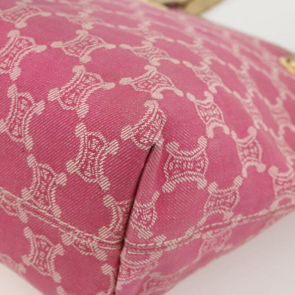 CELINE Paris Macadam Canvas Tote Bag Denim Pink Gold Auth 175602