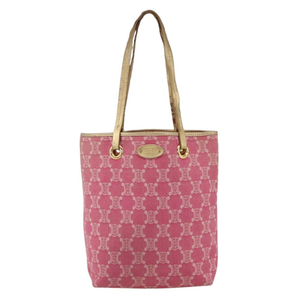 CELINE Paris Macadam Canvas Tote Bag Denim Pink Gold Auth 175602