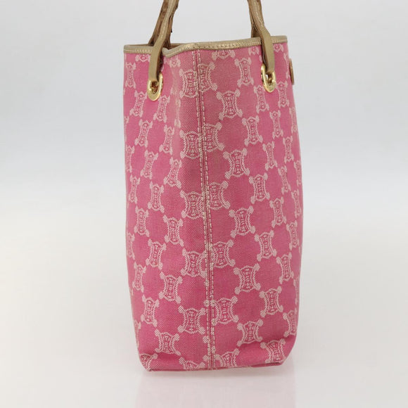 CELINE Paris Macadam Canvas Tote Bag Denim Pink Gold Auth 175602