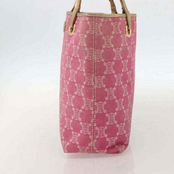 CELINE Paris Macadam Canvas Tote Bag Denim Pink Gold Auth 175602