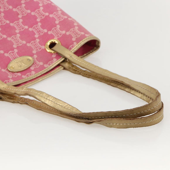 CELINE Paris Macadam Canvas Tote Bag Denim Pink Gold Auth 175602