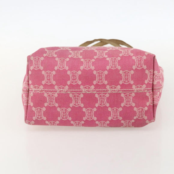 CELINE Paris Macadam Canvas Tote Bag Denim Pink Gold Auth 175602