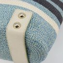 BURBERRY Chain Blue Label Tote Bag Cotton Light Blue Gold Auth 175604A-10