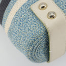 BURBERRY Chain Blue Label Tote Bag Cotton Light Blue Gold Auth 175604A-11