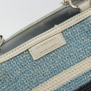 BURBERRY Chain Blue Label Tote Bag Cotton Light Blue Gold Auth 175604A-14