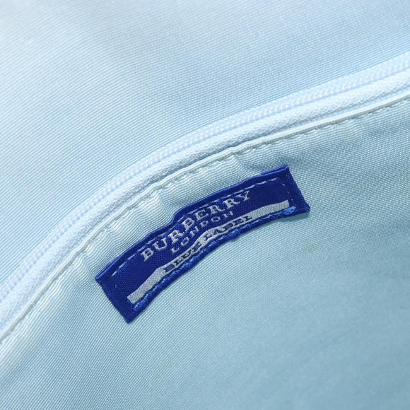BURBERRY Chain Blue Label Tote Bag Cotton Light Blue Gold Auth 175604A