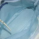 BURBERRY Chain Blue Label Tote Bag Cotton Light Blue Gold Auth 175604A-16