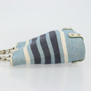 BURBERRY Chain Blue Label Tote Bag Cotton Light Blue Gold Auth 175604A-5