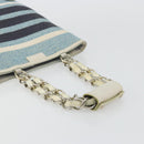 BURBERRY Chain Blue Label Tote Bag Cotton Light Blue Gold Auth 175604A-7