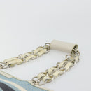 BURBERRY Chain Blue Label Tote Bag Cotton Light Blue Gold Auth 175604A-8