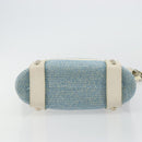 BURBERRY Chain Blue Label Tote Bag Cotton Light Blue Gold Auth 175604A-9