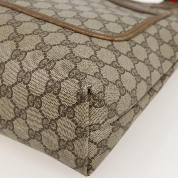 GUCCI GG Supreme Web Sherry Line Tote Bag PVC Beige Red 120 02 003 Auth 175605