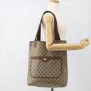 GUCCI GG Supreme Web Sherry Line Tote Bag PVC Beige Red 120 02 003 Auth 175605-21