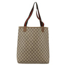 GUCCI GG Supreme Web Sherry Line Tote Bag PVC Beige Red 120 02 003 Auth 175605-2