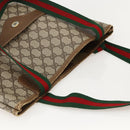 GUCCI GG Supreme Web Sherry Line Tote Bag PVC Beige Red 120 02 003 Auth 175605-6