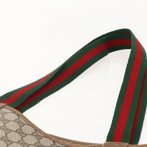 GUCCI GG Supreme Web Sherry Line Tote Bag PVC Beige Red 120 02 003 Auth 175605