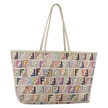 FENDI Zucca Canvas Tote Bag PVC Multicolor Gold Auth 175608