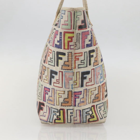 FENDI Zucca Canvas Tote Bag PVC Multicolor Gold Auth 175608
