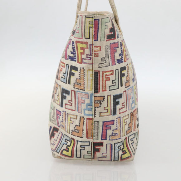 FENDI Zucca Canvas Tote Bag PVC Multicolor Gold Auth 175608