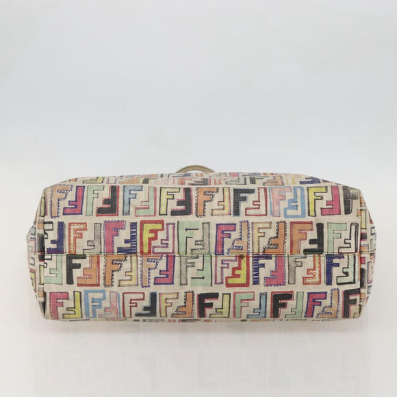 FENDI Zucca Canvas Tote Bag PVC Multicolor Gold Auth 175608