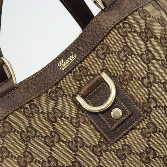GUCCI GG Canvas Abbey Hand Bag Beige Gold 130739 Auth 175609