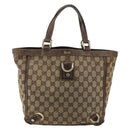 GUCCI GG Canvas Abbey Hand Bag Beige Gold 130739 Auth 175609-2