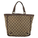 GUCCI GG Canvas Abbey Hand Bag Beige Gold 130739 Auth 175609-3
