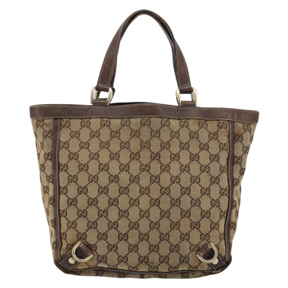 GUCCI GG Canvas Abbey Hand Bag Beige Gold 130739 Auth 175609