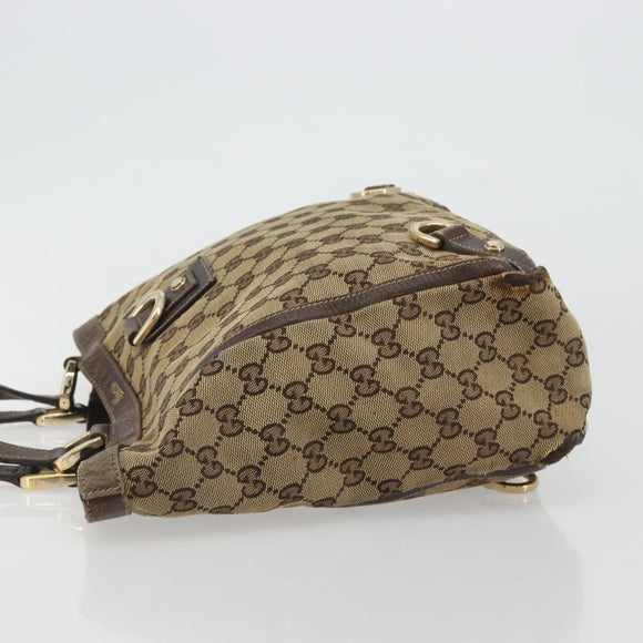 GUCCI GG Canvas Abbey Hand Bag Beige Gold 130739 Auth 175609