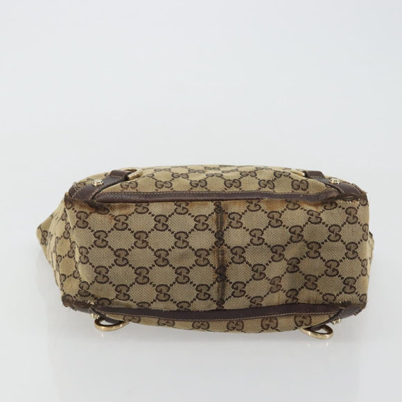 GUCCI GG Canvas Abbey Hand Bag Beige Gold 130739 Auth 175609