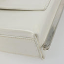 Salvatore Ferragamo Chain Shoulder Bag Patent leather White Silver Auth 175611A-15