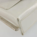 Salvatore Ferragamo Chain Shoulder Bag Patent leather White Silver Auth 175611A-16