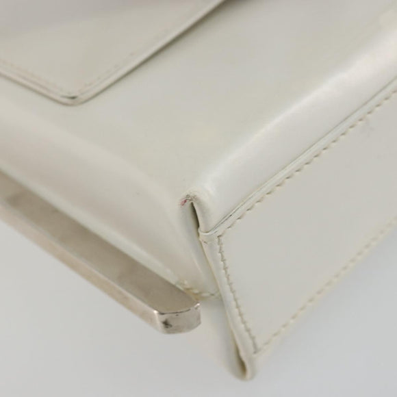 Salvatore Ferragamo Chain Shoulder Bag Patent leather White Silver Auth 175611A