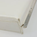 Salvatore Ferragamo Chain Shoulder Bag Patent leather White Silver Auth 175611A-17