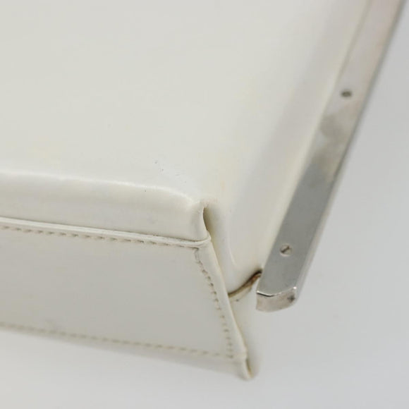 Salvatore Ferragamo Chain Shoulder Bag Patent leather White Silver Auth 175611A