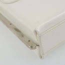Salvatore Ferragamo Chain Shoulder Bag Patent leather White Silver Auth 175611A-18
