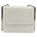Salvatore Ferragamo Chain Shoulder Bag Patent leather White Silver Auth 175611A-13